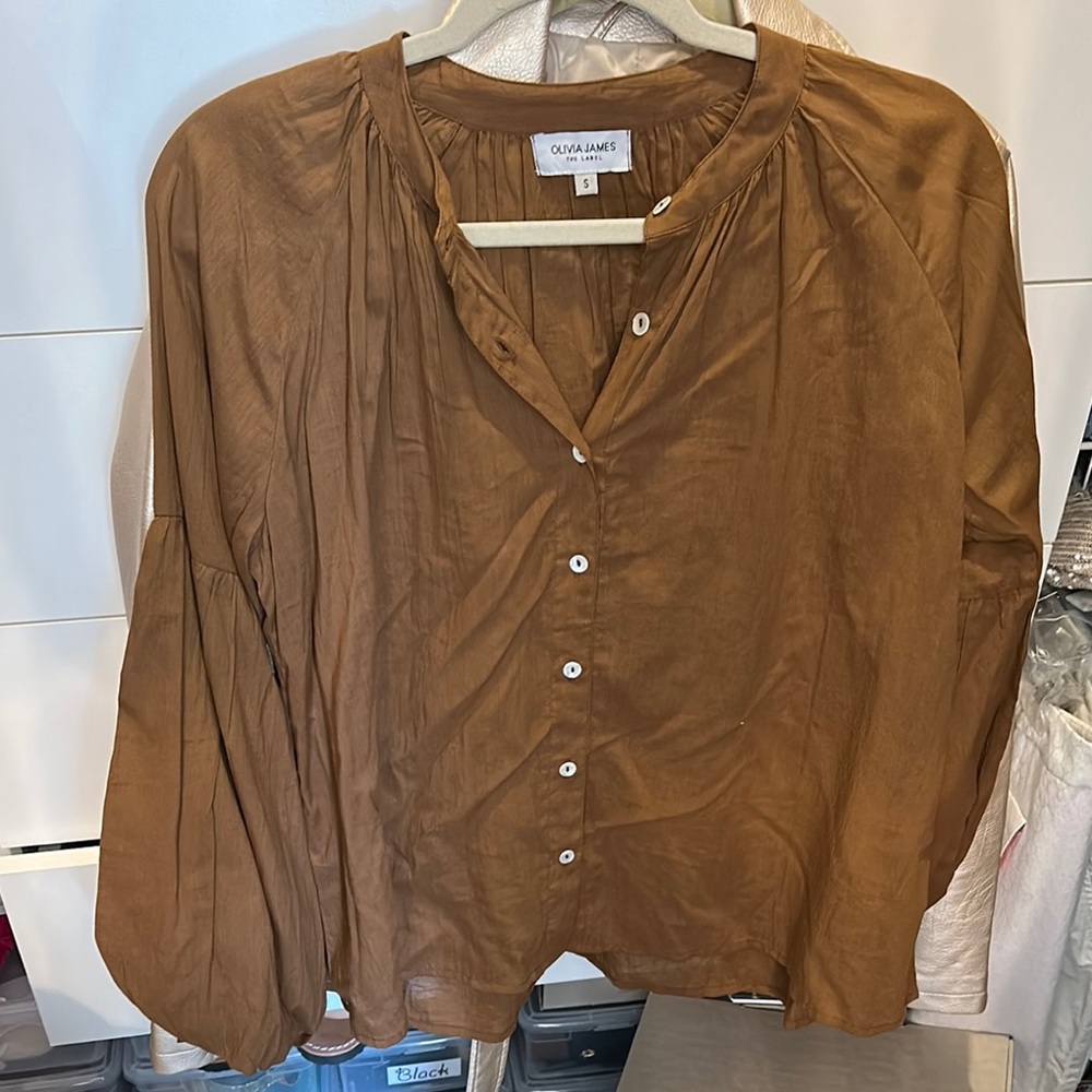 Olivia James Brown Button-Up Blouse